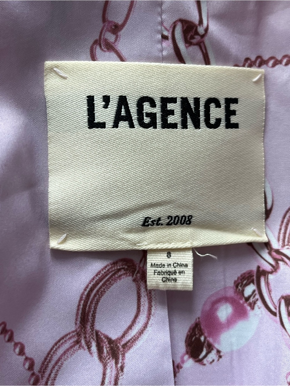 L’agence Brooke Open-Front Brooke Blazer in Pale Rose Faded Chain Size 8 - Picture 7 of 13
